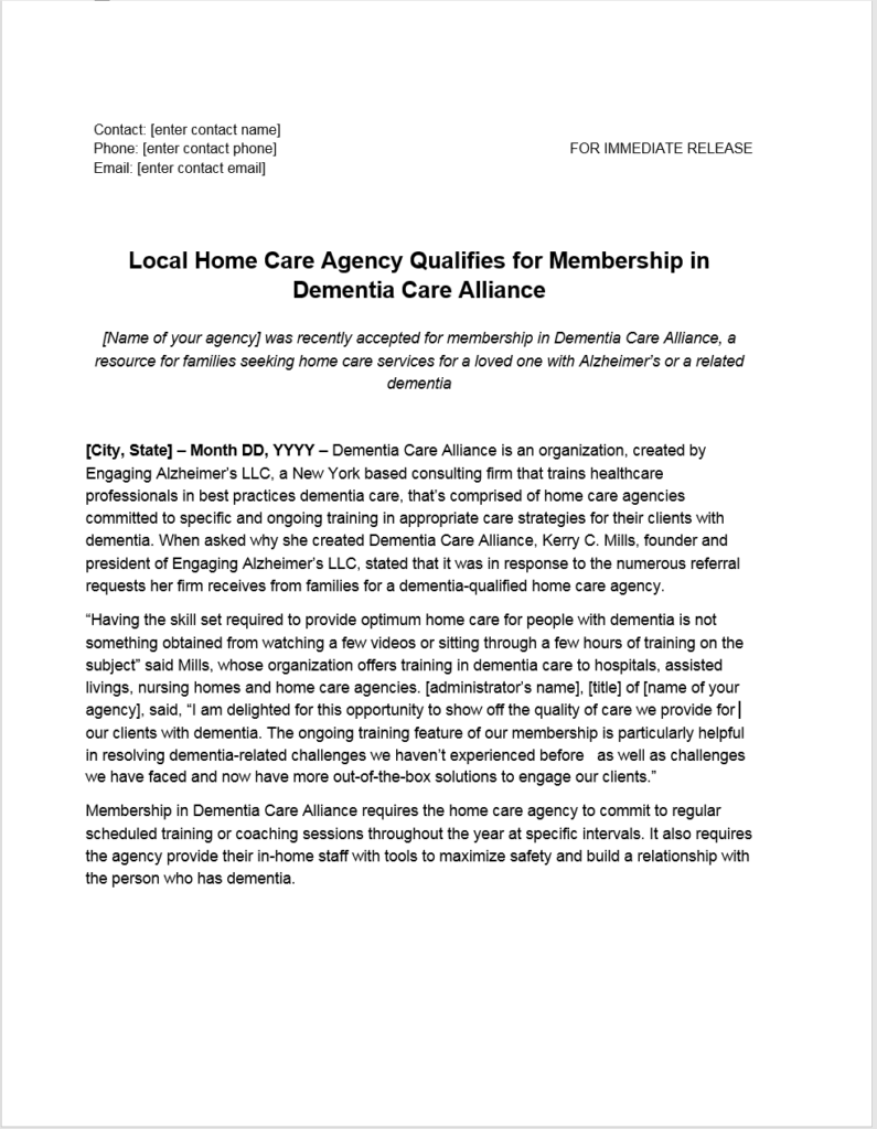 dementia press release